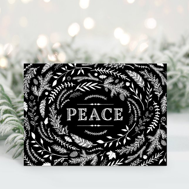 Tarjeta Festiva Rustic Winter Peace Holiday Greeting Card (Subido por el creador)