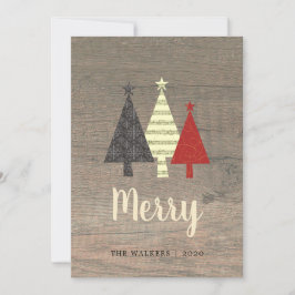Tarjeta Festiva Rustic Wood Merry Christmas