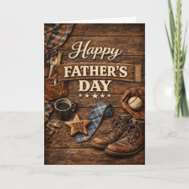 Tarjeta Festiva Rustic Wood Workshop Fathers Day