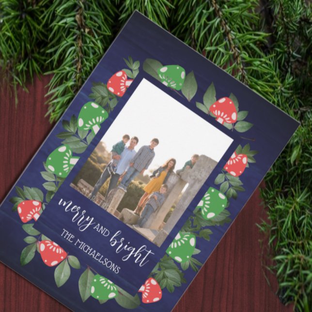 Tarjeta Festiva Rustic Woodland Whimsical Mushrooms Christmas (Subido por el creador)