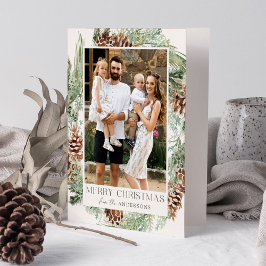 Tarjeta Festiva Rústica acuarela Pine Cone Wreath 2 Foto