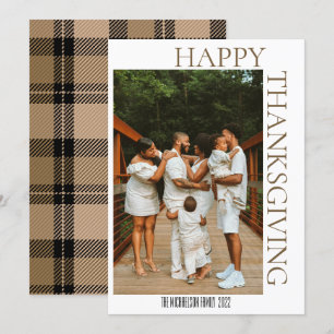 Tarjeta Festiva Rústica caída moderna Brown Tartan Plaid Photo