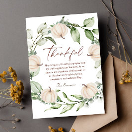 Tarjeta Festiva Rústica Calabaza de Acción de Gracias Caída Vegeta