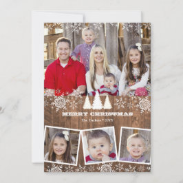 Tarjeta Festiva Rústico copo de nieve 4 Navidades de Collage de fo