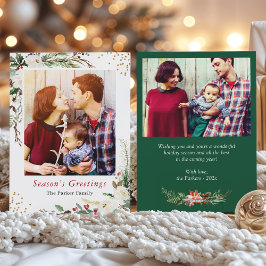 Tarjeta Festiva Rústico estacional Berries Navidades florales 2 fo