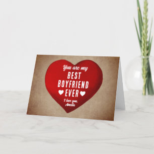 Tarjeta Festiva Rústico mi mejor novio corazón rojo