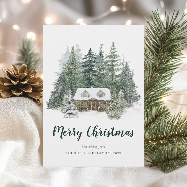 Tarjeta Festiva Rústico Navidades de cabaña de la selva de pino in (Subido por el creador)