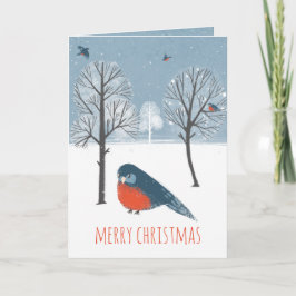 Tarjeta Festiva Rústico Nordic Western Bluebird Winter