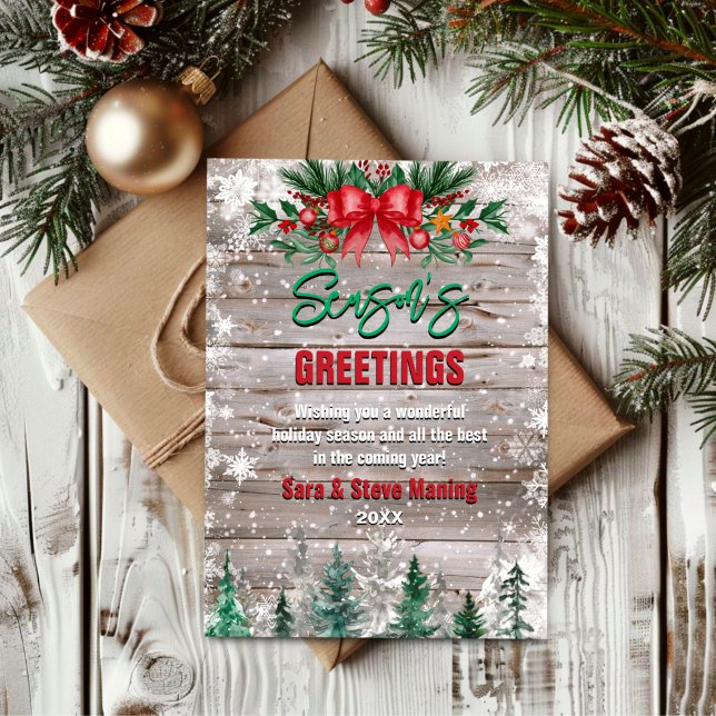 Tarjeta Festiva Rústico País con lazo rojo Navidades de vacaciones (Subido por el creador)