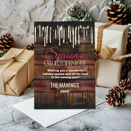 Tarjeta Festiva Rústico País Navidades vacaciones de oro negro