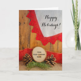 Tarjeta Festiva Rústico Pines Barn Wood Business Country Navidades