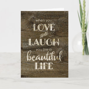 Tarjeta Festiva Rústico - San Valentín Amor, Risa, Hermosa Vida