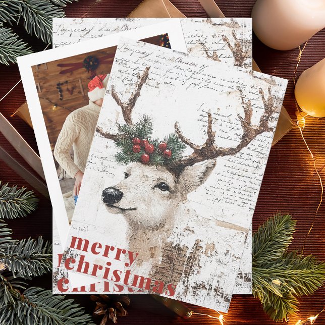 Tarjeta Festiva Rústicos Navidades de reno invernal (Subido por el creador)