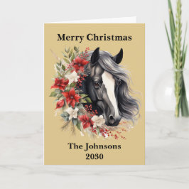 Tarjeta Festiva Rústicos Navidades negros en viaje de caballos fes