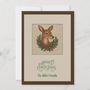 Tarjeta Festiva Rústicos navidades venado de invierno con coraje
