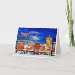 Tarjeta Festiva Rutland Vermont en una noche de invierno