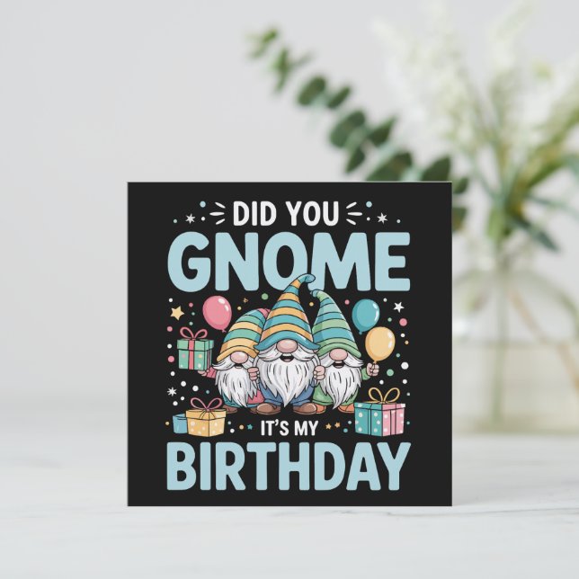 Tarjeta Festiva ¿Sabes que es mi cumpleaños Fiesta de Gnomos Gnomo (Anverso de pie)
