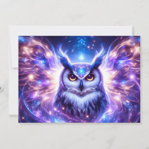 Tarjeta Festiva Sabiduría Mística Cósmica Búho Espiritual Celestia