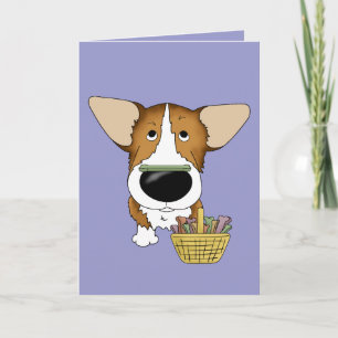 Tarjeta Festiva Sable Corgi - Caza de Huesos de Pascua, ¿Alguien?