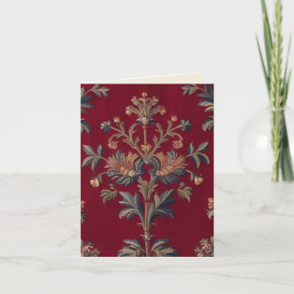 Tarjeta Festiva Sac broderie medievale fleurie en rouge bordeaux
