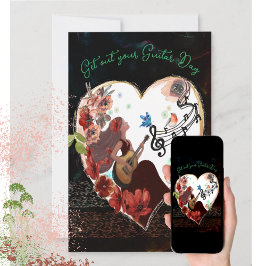 Tarjeta Festiva Saca tu Día de la Guitarra Oscuro