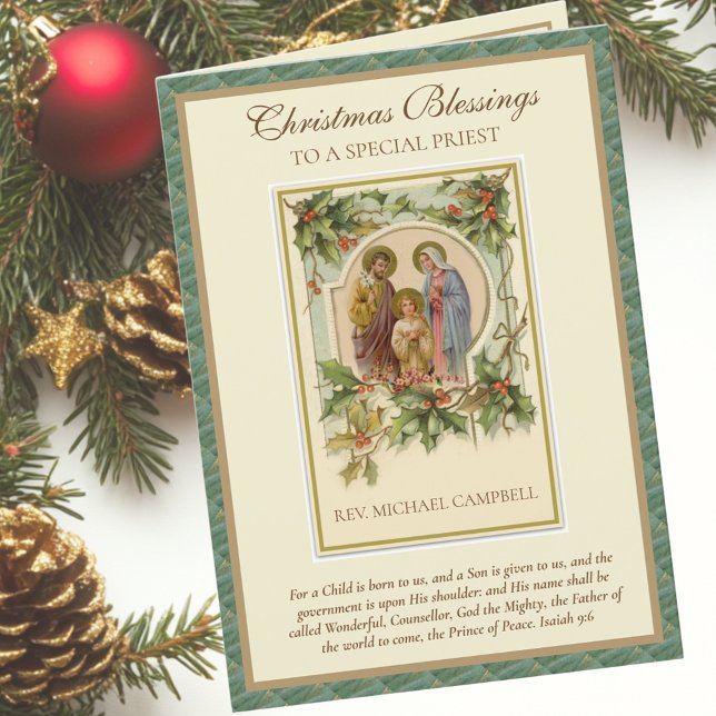Tarjeta Festiva Sacerdote católico vintage (Subido por el creador)