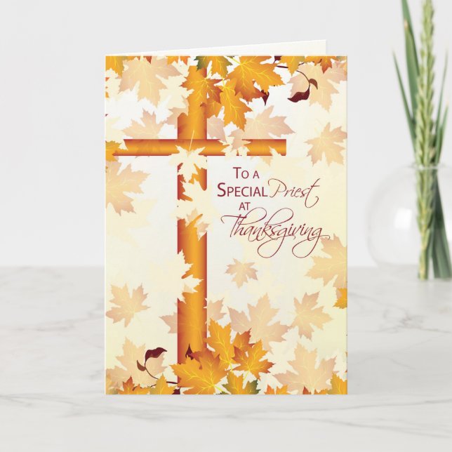 Tarjeta Festiva Sacerdote feliz Acción de Gracias, católico (Anverso)