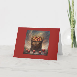 Tarjeta Festiva Saco de manzanas bajo un cielo tormentoso de final