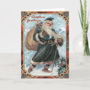 Tarjeta Festiva Saco de Papá Noel de tormenta del invierno del