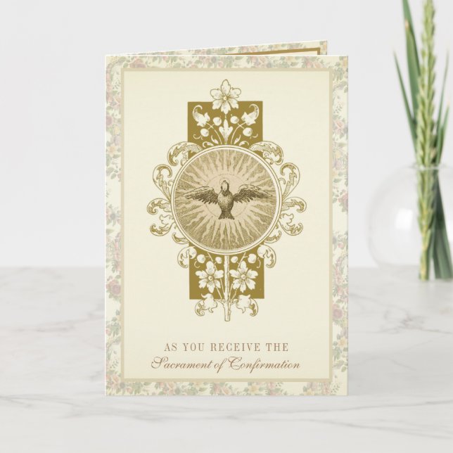 Tarjeta Festiva Sacramento de la confirmación Oración religiosa (Anverso)
