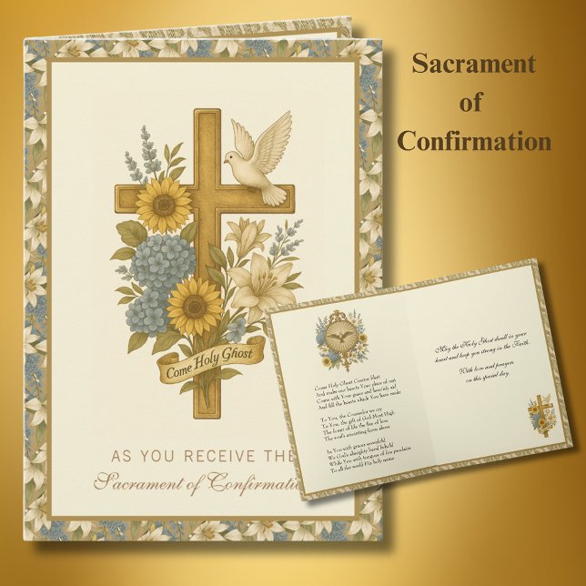 Tarjeta Festiva Sacramento de la confirmación Oración religiosa (Subido por el creador)