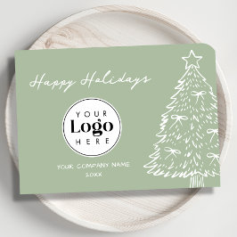 Tarjeta Festiva Sage Custom Logo Christmas Business Thank You Card