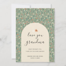 Sage Green Elegant Floral Love You Grandma Card