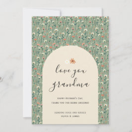 Tarjeta Festiva Sage Green Elegant Floral Love You Grandma Card