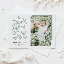 Tarjeta Festiva Sage Green Estimado Papá Noel Que Explique La Foto