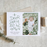 Tarjeta Festiva Sage Green Estimado Papá Noel Que Explique La Foto<br><div class="desc">¡Querido Papá Noel, déjame explicarme! Envíe saludos de Navidad con esta divertida y festiva tarjeta de fotos de vacaciones. Presenta una cita con letras a mano y una tipografía simple. Personalice añadiendo un saludo, nombres, fotos y otros detalles. Esta sabia tarjeta de foto de Navidad verde será perfecta para tarjetas...</div>
