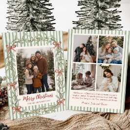 Tarjeta Festiva Sage Green Family Photo Christmas Holiday Card