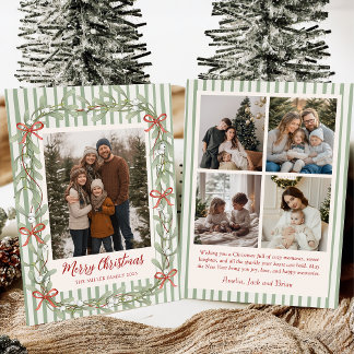 Tarjeta Festiva Sage Green Family Photo Christmas Holiday Card