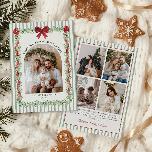 Tarjeta Festiva Sage Green Family Photo Christmas Holiday Card (Subido por el creador)