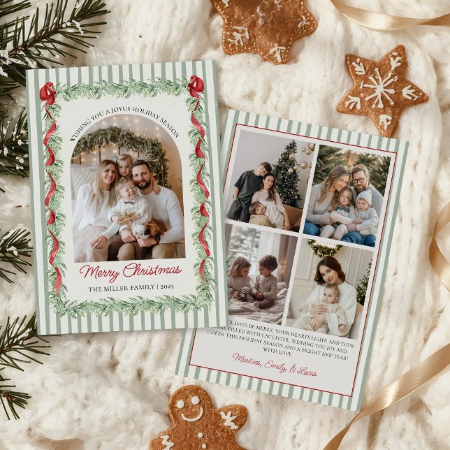 Tarjeta Festiva Sage Green Family Photo Christmas Holiday Card (Subido por el creador)