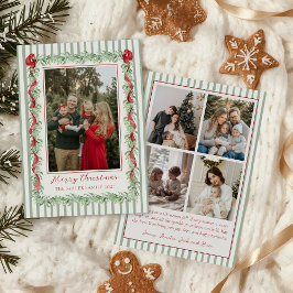 Tarjeta Festiva Sage Green Family Photo Christmas Holiday Card
