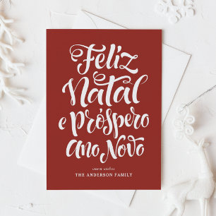Tarjeta Festiva Sage Green Feliz Natal e Próspero Ano Novo Script