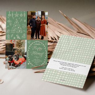 Tarjeta Festiva Sage Green Hand Drake Chalk Happy Holidays 2 Photo