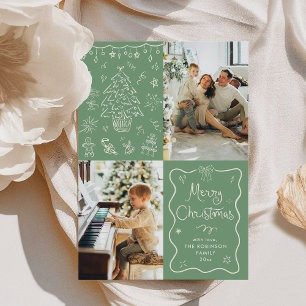 Tarjeta Festiva Sage Green Hand Drake Merry Christmas 2 Photo