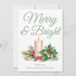 Tarjeta Festiva Sage Green Handwriter Script Merry & Bright