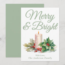 Tarjeta Festiva Sage Green Handwriter Script Merry & Bright