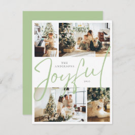 Tarjeta Festiva Sage Green Minimalista Cuatro Navidades alegres