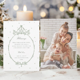 Tarjeta Festiva Sage Green Modern Classic Frame Photo