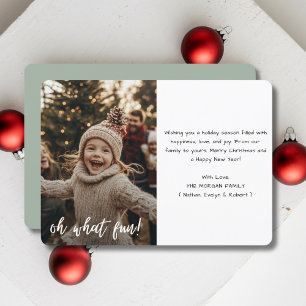 Tarjeta Festiva Sage Green simple Oh Qué Navidades divertidos foto
