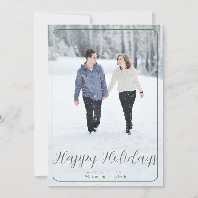 Tarjeta Festiva Sage Happy Holidays with Photo Holiday Card (Anverso)